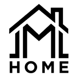 A black and white logo of a home.